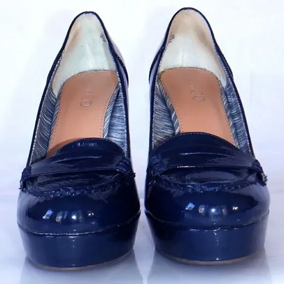 Nine & Co dark midnight blue heeled loafers - Picture 3 of 5
